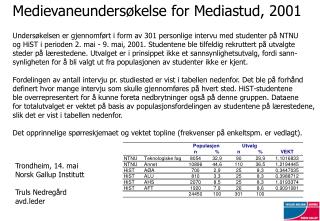 Medievaneundersøkelse for Mediastud, 2001