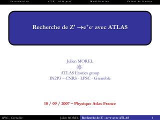 Recherche de Z ' e + e - avec ATLAS