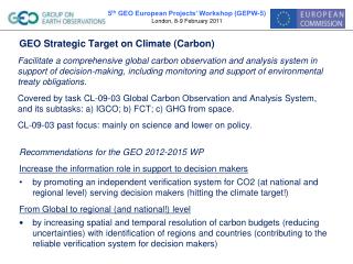 GEO Strategic Target on Climate (Carbon)
