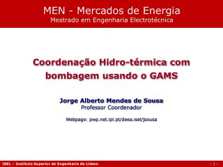 MEN - Mercados de Energia Mestrado em Engenharia Electrotécnica