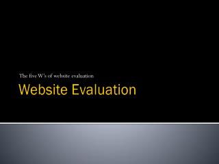 Website Evaluation