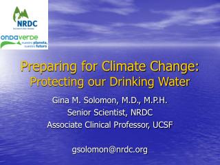 Preparing for Climate Change: Protecting our Drinking Water