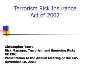 Terrorism Risk Insurance Act of 2002