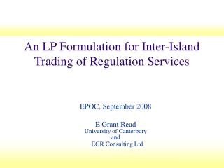 An LP Formulation for Inter-Island Trading of Regulation Services