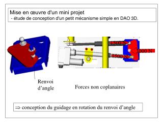 Mise en œuvre d'un mini projet - étude de conception d'un petit mécanisme simple en DAO 3D.