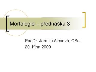 Morfologie – p řednáška 3