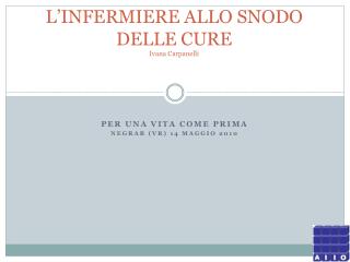 L’INFERMIERE ALLO SNODO DELLE CURE Ivana Carpanelli