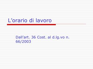 L’orario di lavoro