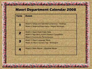 Maori Department Calendar 2008