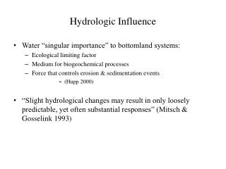 Hydrologic Influence