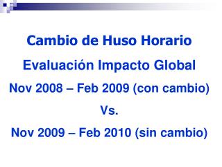 Cambio de Huso Horario Evaluación Impacto Global Nov 2008 – Feb 2009 (con cambio) Vs.