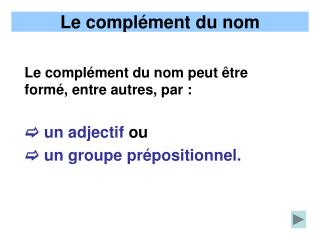 Le complément du nom