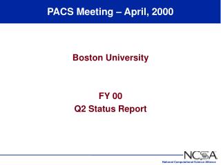PACS Meeting – April, 2000