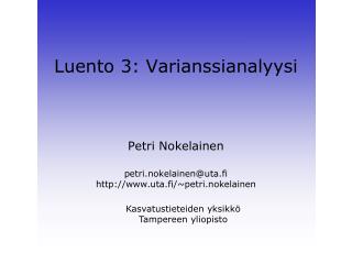 Luento 3: Varianssianalyysi