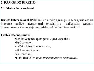 2. RAMOS DO DIREITO 2.1 Direito Internacional