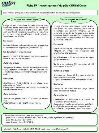 Fiche TP “ Hyperfréquences ”du pôle CNFM d 'Orsay