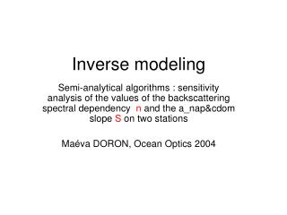 Inverse modeling