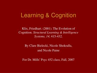 Learning &amp; Cognition