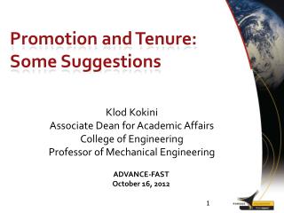 Promotion and Tenure: Some Suggestions