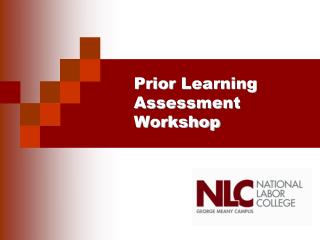 Prior Learning Assessment Workshop