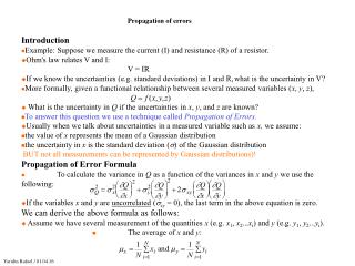 Propagation of errors