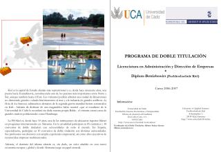 PROGRAMA DE DOBLE TITULACIÓN Licenciatura en Administración y Dirección de Empresas *