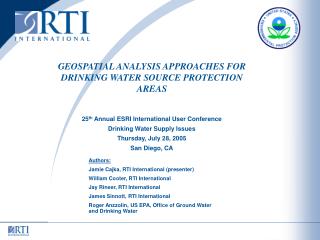 GEOSPATIAL ANALYSIS APPROACHES FOR DRINKING WATER SOURCE PROTECTION AREAS