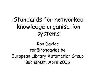 Standards for networked knowledge organisation systems