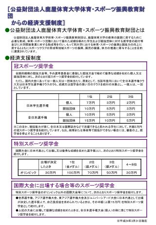 ［公益財団法人鹿屋体育大学体育・スポーツ振興教育財団 　からの経済支援制度］