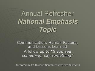 Annual Refresher