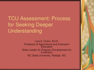 TCU Assessment: Process for Seeking Deeper Understanding