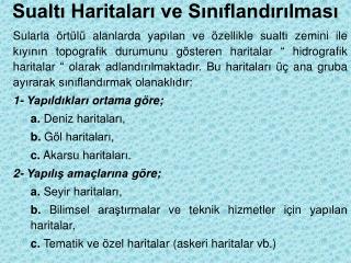 Sualtı Haritaları ve Sınıflandırılması