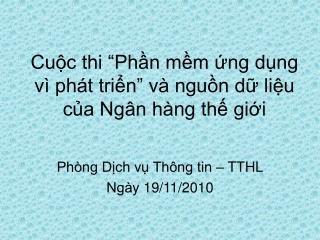 Cuộc thi “Phần mềm ứng dụng vì phát triển” và nguồn dữ liệu của Ngân hàng thế giới