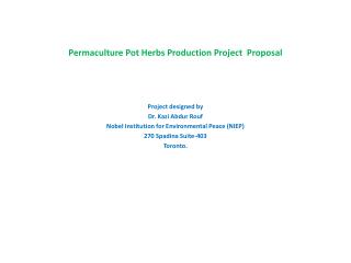 Permaculture Pot Herbs Production Project Proposal