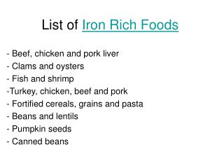 Iron Deficiency - Iron Rich Foods
