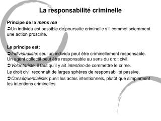 La responsabilité criminelle