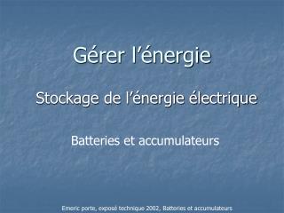 Gérer l’énergie