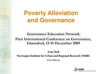 Poverty Alleviation and Governance