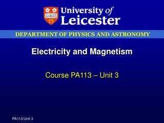 Electricity and Magnetism