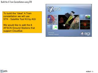 To build the “ideal” A Train constellation we will use STK - Satellite Tool Kit by AGI