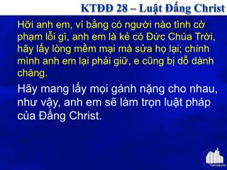 KTĐĐ 28 – Luật Đấng Christ