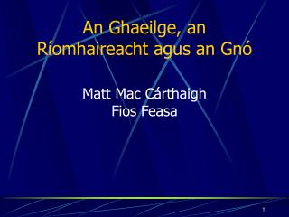 An Ghaeilge, an Ríomhaireacht agus an Gnó