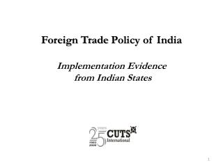 Foreign Trade Policy of India Implementation Evidence from Indian States