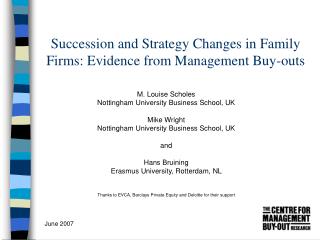 Succession and Strategy Changes in Family Firms: Evidence from Management Buy-outs