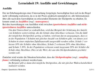 Lerneinheit 19: Ausfälle und Gewichtungen