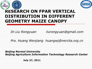 RESEARCH ON FPAR VERTICAL DISTRIBUTION IN DIFFERENT GEOMETRY MAIZE CANOPY
