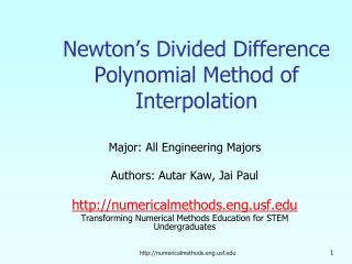 Newton’s Divided Difference Polynomial Method of Interpolation