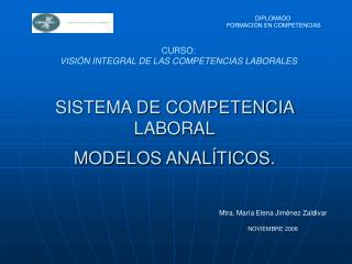 SISTEMA DE COMPETENCIA LABORAL MODELOS ANALÍTICOS.