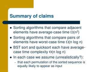 Summary of claims