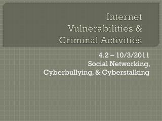 Internet Vulnerabilities &amp; Criminal Activities